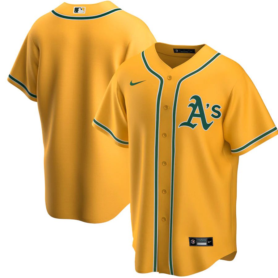 Mens Oakland Athletics Nike Gold Alternate Replica Team MLB Jerseys